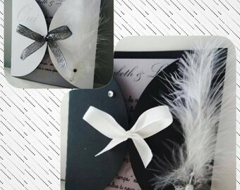 black and white Pocket wedding invitation