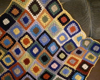 Colorful patchwork crochet blanket
