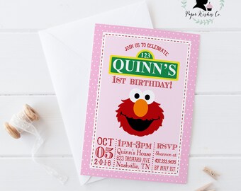 DIY Elmo 1st Birthday Party Invitation, Elmo Invitation, Elmo Girl Invitation, Elmo Party, Elmo printable invitation, Elmo invites