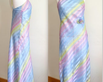 Unique Evening gown silk designer evening dress maxi rainbow prom dress long Augustus red carpet dress size M US 10