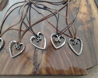 hand forged heart pendant
