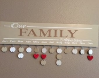 Birthday Calendar, Family Celebrations Board, Birthday Board, Family Birthday Sign, Birthday Reminder, Wood decor, Signs