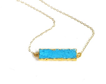 Turquoise Necklace, Bar Necklace, Layering Necklace, Gemstone Bar Necklace, Gemstone Necklace, The Silver Wren
