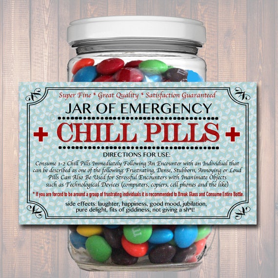Chill Pill Jar Template Prescription student chill pills label template