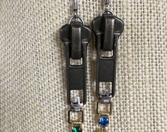Jeweled Zipper Pull Earrings