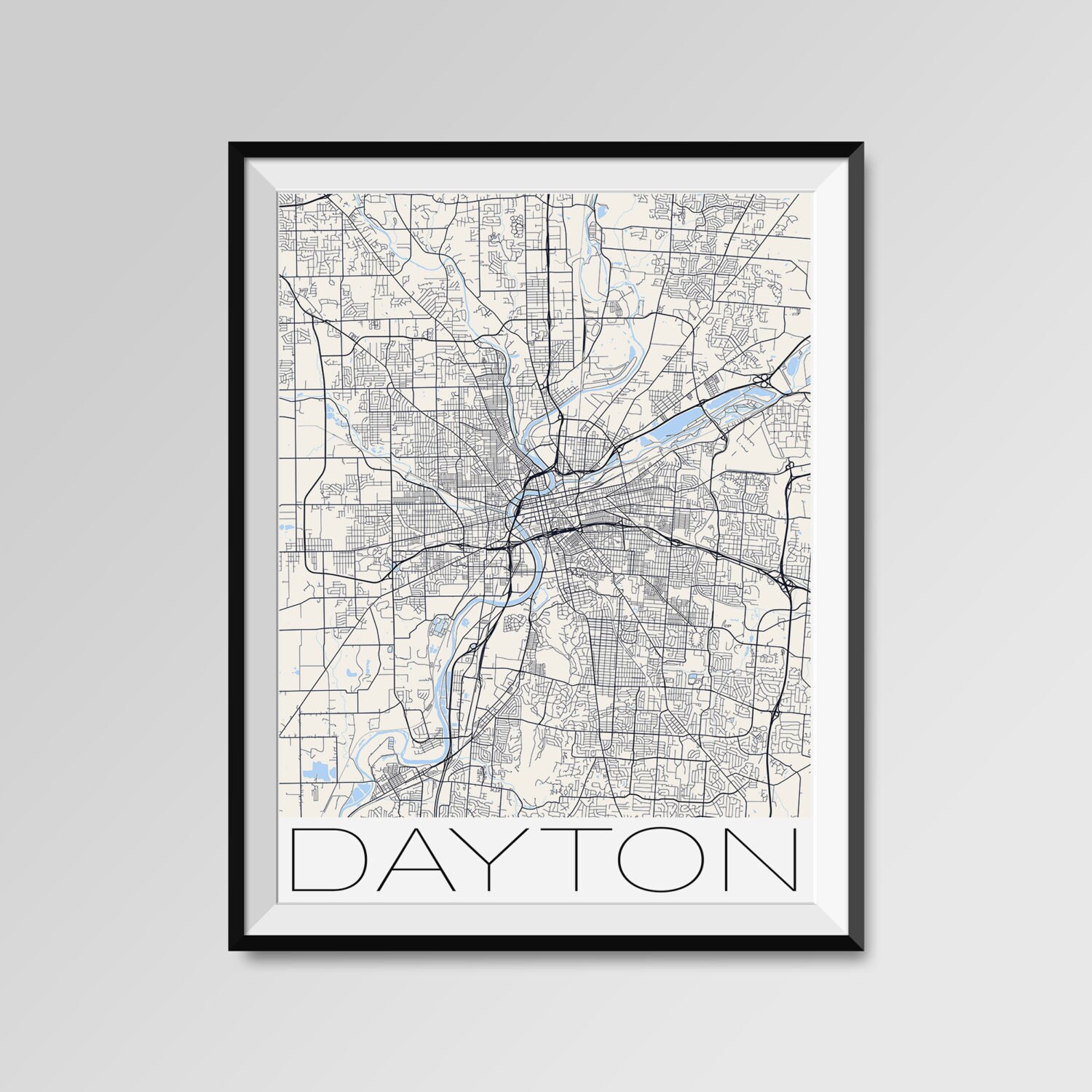 DAYTON Ohio Map Dayton City Map Print Dayton Map Poster