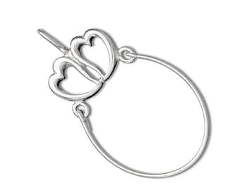 Sterling Silver Two Heart Charm Holder Pendant