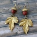 Gorgeous vintage acorn earrings with big leaf dangle