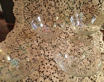 Vintage Set of 4 IRRIDESCENT Champagne or Sherbet STEMWARE GLASSES
