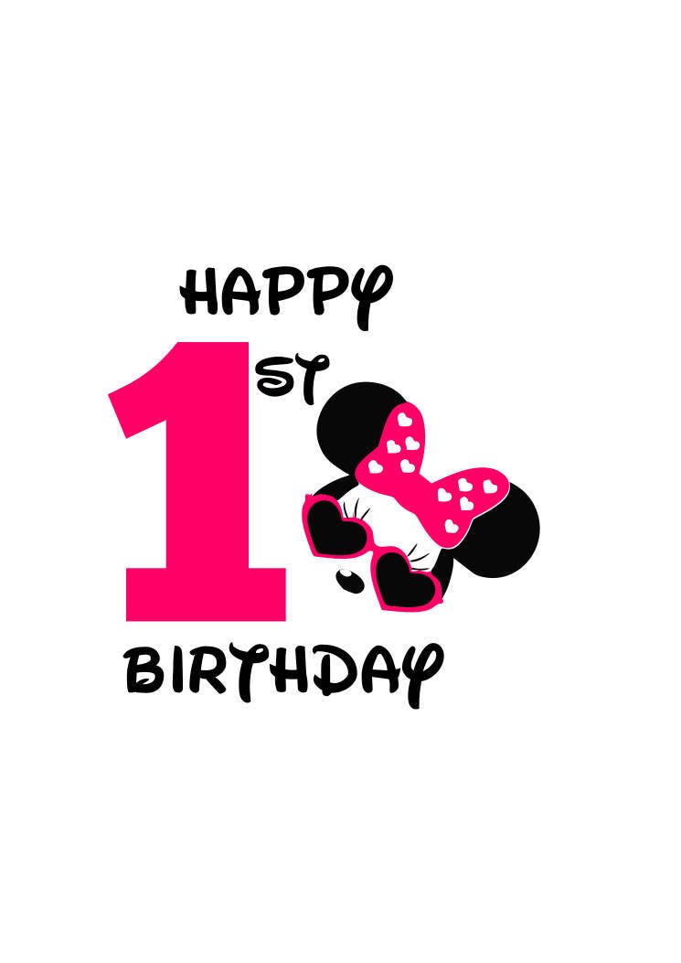 Minnie Mouse Happy 1st Birthday girl svg file Minnie Mouse