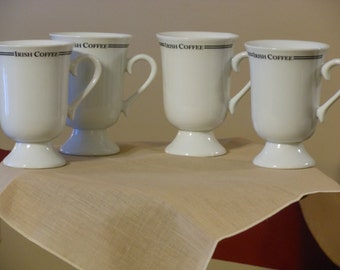 Four White Irish Coffee Mugs