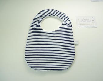Bib birth sponge boy size 0 / 6 months, Navy blue stripes