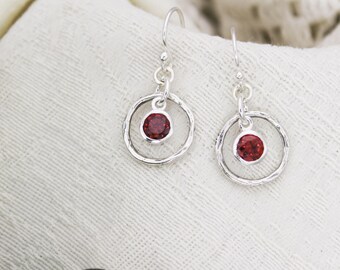 January Birthstone Earrings, Garnet Jewelry, January Birthday Gift, January Birthstone Jewelry, January Earrings, Sterling Silver Garnet