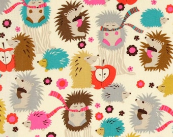 Hedgehog Meadow on Cream From Michael Miller Fabrics