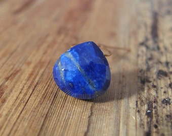 One Lapis Gemstone Bead, 1 Natural Lapis Lazuli Briolette, 9.5mm x 9.5mm, Awesome Blue Bead for Making Jewelry (Luxe-Lap1b)