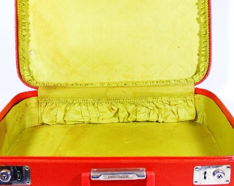Vintage Coral and Lime Suitcase - Ambassador