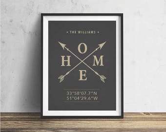 Custom Home Decor Wall Print Custom Coordinates Sign Decor Home Sign Wall Decor Personalized Housewarming Gifts Family Name Wall Art