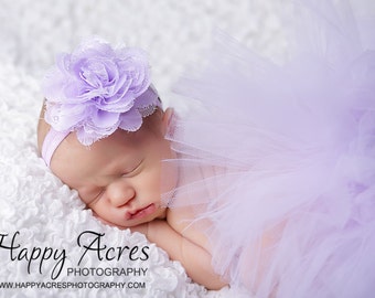 LAVENDER tutu....newborn tutu, baby tutu with matching headband, newborn photography ....birthday tutu