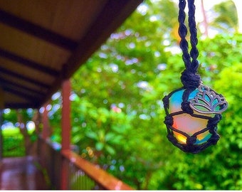 Opalite Hemp Crystal Wrap Necklace with Charm (Braided Design)