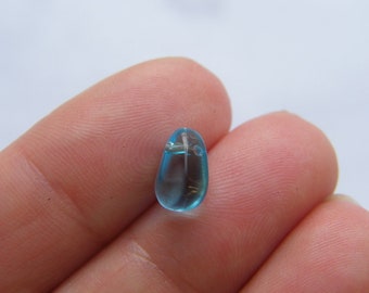 10 Mermaid tear blue lampwork glass beads SC241