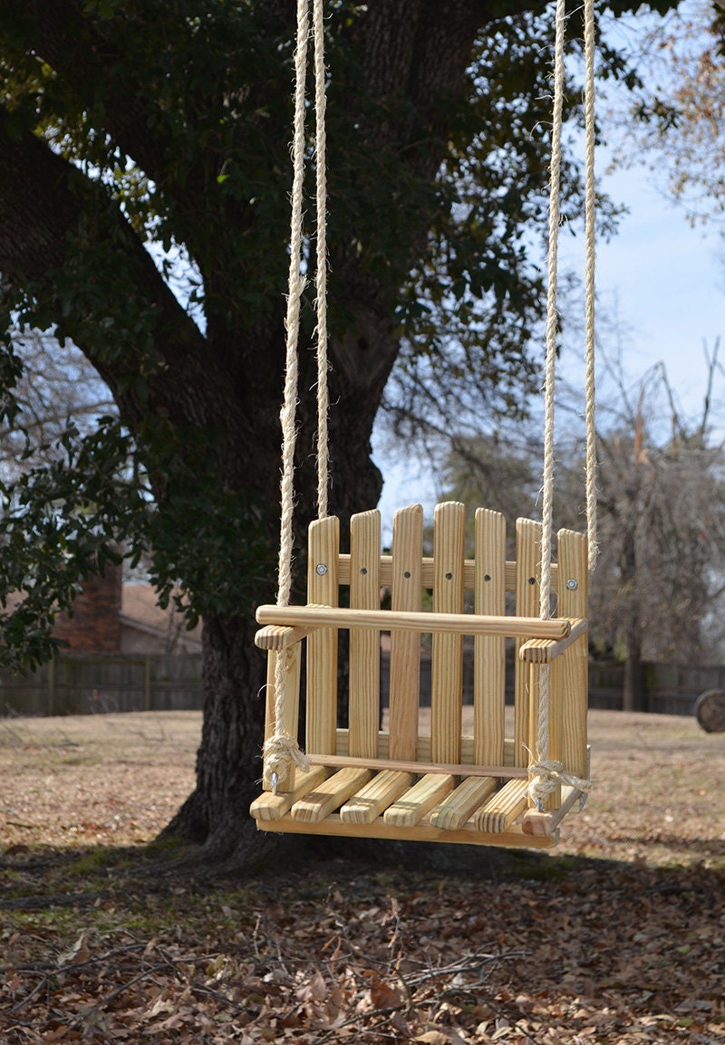 Regular Size Pine Kids Wooden Swing Backyard Outdoor Toys Zoom