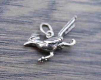 Sterling Silver Small Roadrunner Charm Pendant DB1G