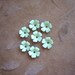 Vintage metal enamel flower beads, soft green, 13m, lot of 14
