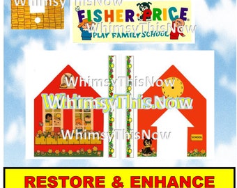 Vintage Fisher Price Little People Replacement Litho Sticker Decal 923 School Play Family