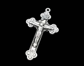 Charm pendant crucifix charm - silver plated (1 piece)