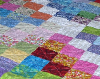 Trip around the world, Colorful bedspread, Bed Cover, Quilt, Modern Quilts