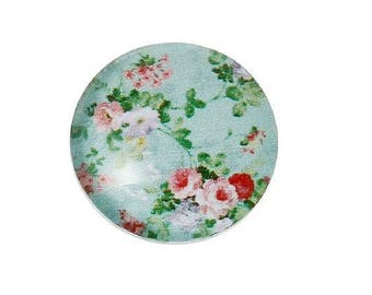 2 cabochon round 12 mm flower
