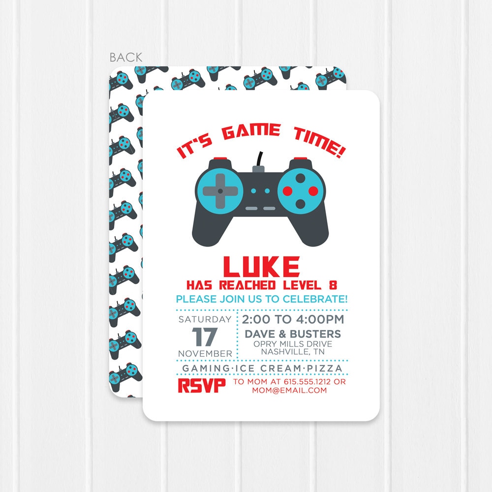 Video Game / Arcade Party Invitation / Gaming Birthday Party