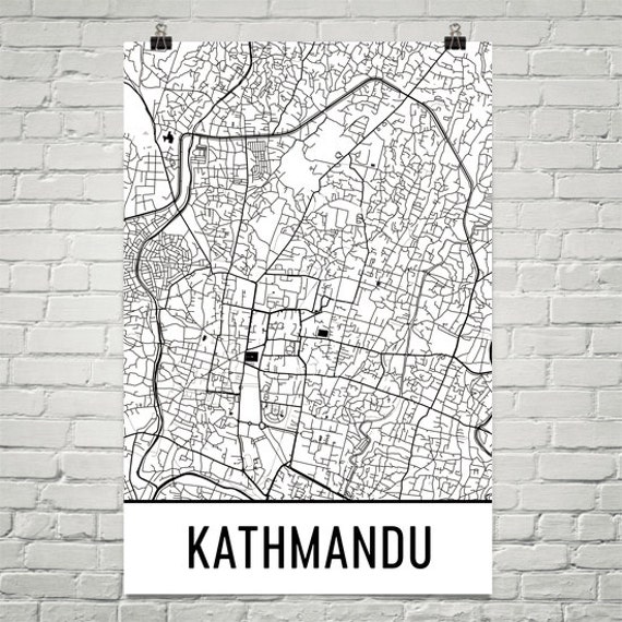 Kathmandu Map Kathmandu Art Kathmandu Print Kathmandu Nepal