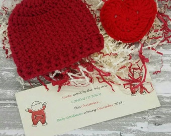 Christmas Hat, Baby First Christmas, Grandparent baby announcement ,SHIPS SAME DAY,Grandparent pregnancy announcement, Christmas Photo Prop
