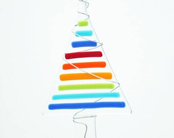 Glassworks Northwest - Rainbow Tree - Fused Glass Ornament