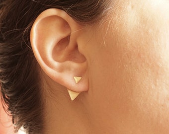 Triangle Shaped Ear Jacket earrings geometric triangle gift for women statement front back earring jackets double sided earring studs 0191