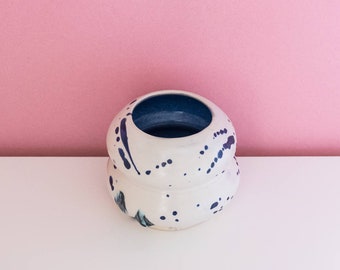 Handmade Blue Splatter Bud Vase