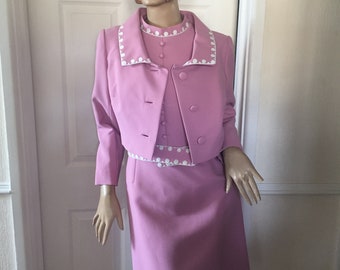 Petite Francaise Authentic Vintage 1960's Mad men/Mod Pink Dress and Jacket sz 10/12