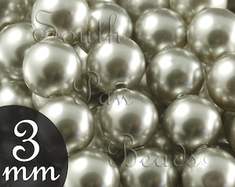 3mm Light Grey Glass pearl beads by Swarovski Style 5810 (50)