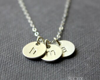 Initial Disc Necklace - Three Discs - 925 Sterling Silver
