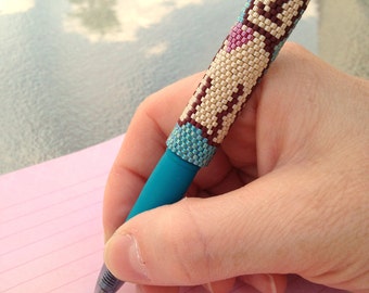 Pen Cover Pattern - Love Pup - Peyote Pattern