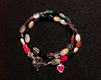 Multi gemstone wrap bracelet
