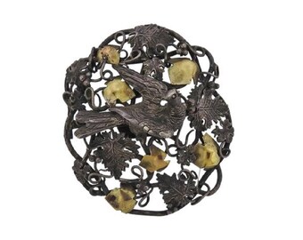 Antique Silver Bird Flower Jewelry Element