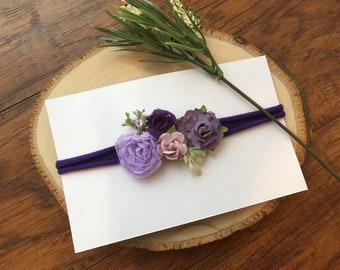 Purple tie-back headband
