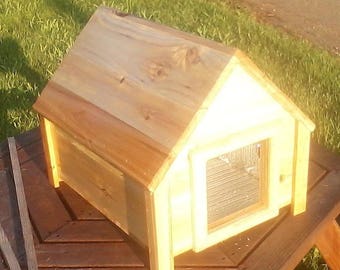 Large insulated feral cat, small dog outdoor shelter, cedar wood, TBNUP