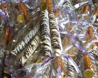 Pretzels, Chocolate Pretzels, Chocolate Covered Pretzels, Dark Chocolate, White Chocolate, Gifts for Him, Chocolate Gifts, Party Favors,