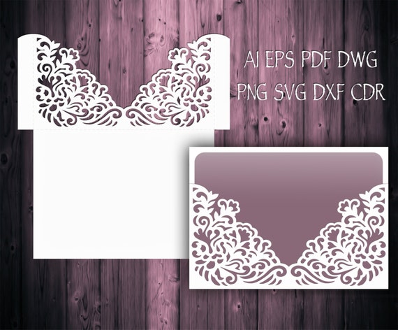 Download 5x7 Wedding Invitation Pocket Envelope SVG Template