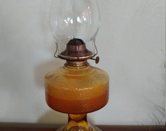 Amber Glass Vintage Hurricane Lamp
