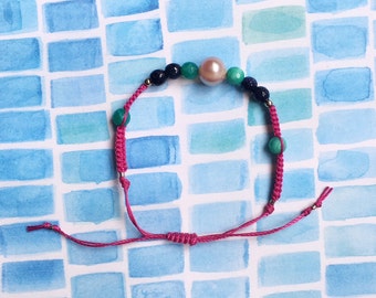 Semiprecious macrame friendship bracelet