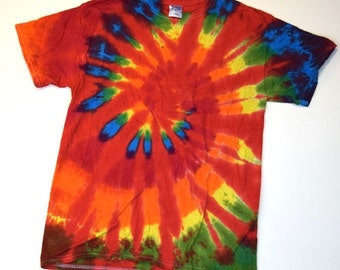 Rainbow on Fire ~ Spiral Tie Dye T-Shirt (Gildan Ultra Cotton Size M) (One of a Kind)